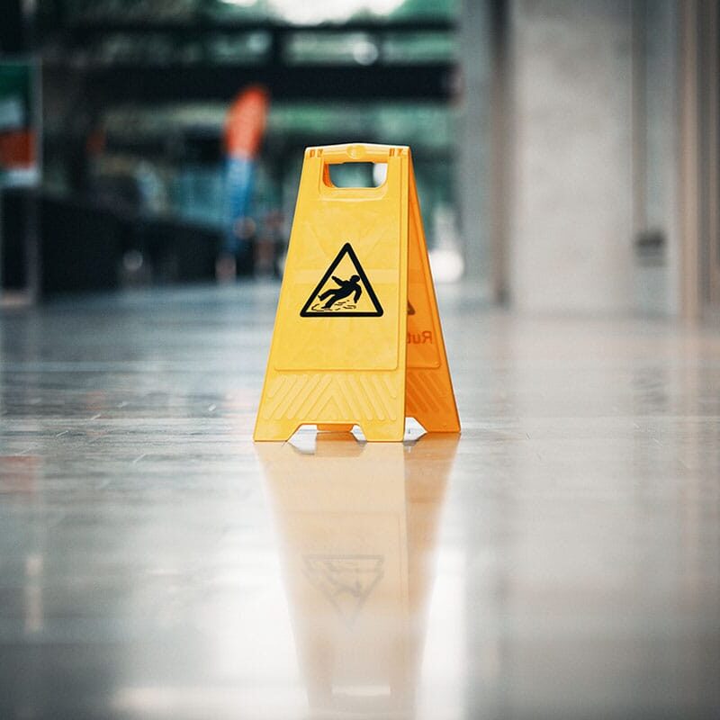 wet floor sign at an office in San Jose, CA to prevent a workplace fall
